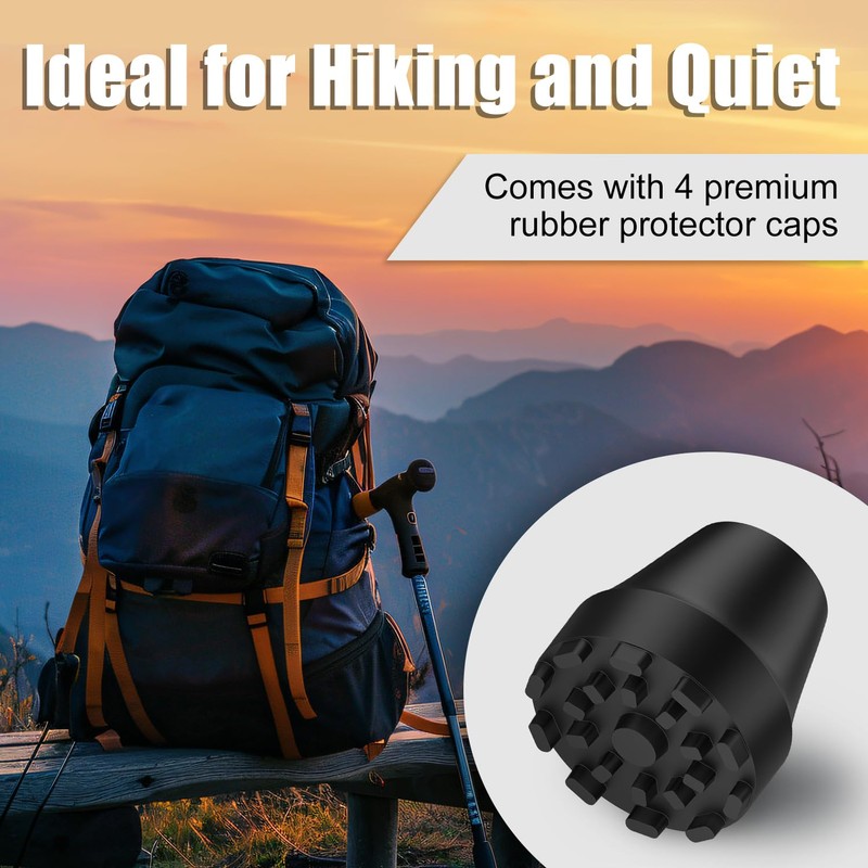 supregear 4-Pack Replacement Rubber Tips for Trekking Poles and Walking