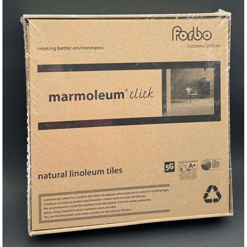 FORBO Marmoleum Click “CONCRETE” - 7 Natural Linoleum Square Tiles
