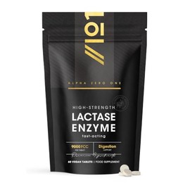 Lactase Tablets 9000 FCC (per Tablet) – 60 Count - Digestive Enzyme Helps Digest Lactose in Milk & Dairy – Support for Lactose Intolerance – by Alpha01