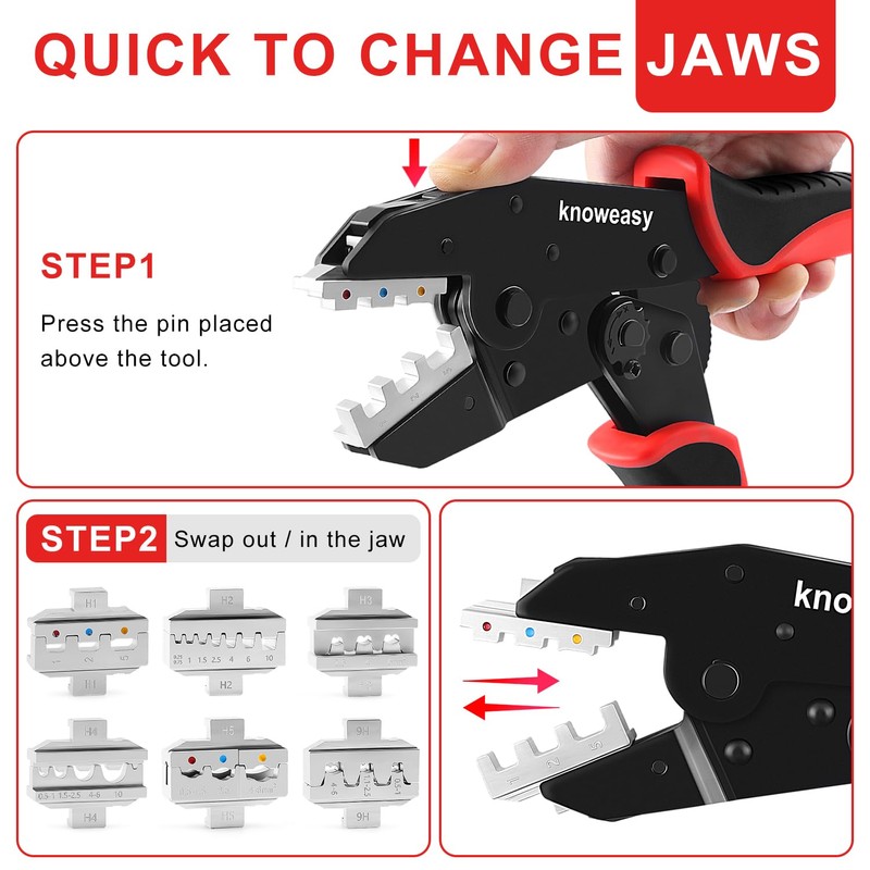 Knoweasy 8PCS Ratchet Crimping Tool Set with Automatic Wire Stripper,