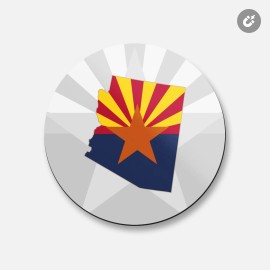 Unbranded Arizona USA State Map Flag | 4'' X 4'' Round Decorative Magnet