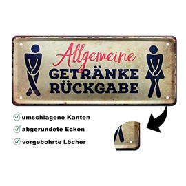 schilderkreis24 - Tin Signs Funny Toilets Saying "Allgemeine Getränke Rückgabe" Decorative Metal Sign Bar Pub Sign for Toilet Bathroom Toilet Bathroom Gift Idea 28 x 12 cm
