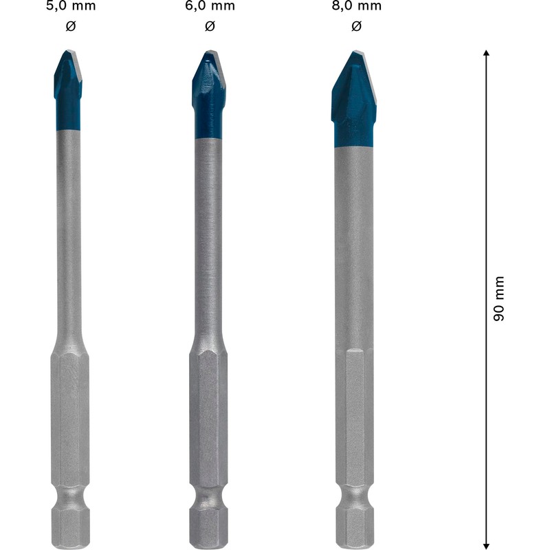 EXPERT HEX-9 Hard Ceramic Drill Bit 3pc set 5/6/8mm