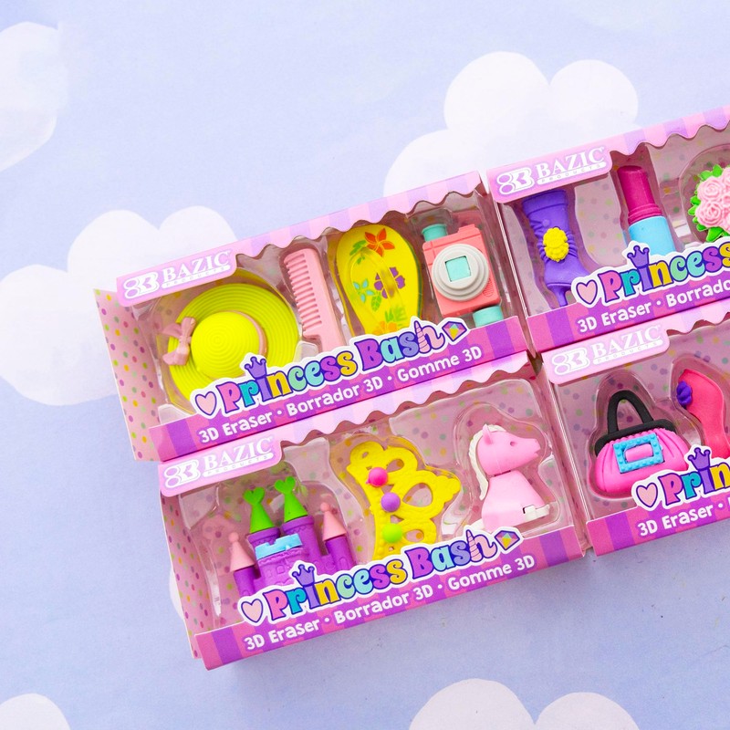 BAZIC Products 3D Erasers, Princess Dress Up Pencil Mini Eraser