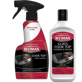 Weiman Cooktop Cleaner Bundle Daily Spray Heavy Duty Cream Streak Free Shine