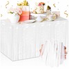 3 Pack Macaron White Tinsel Table Skirts