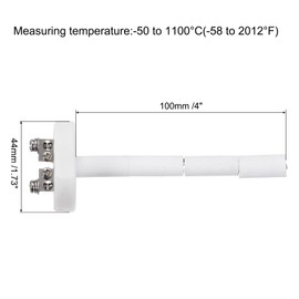 MECCANIXITY 2Pcs 4" K Type Ceramic Kiln Furnace Probe Thermocouple Sensor for Muffle Furnace Oven, High Temperature 0 to 1100°C 2x100mm