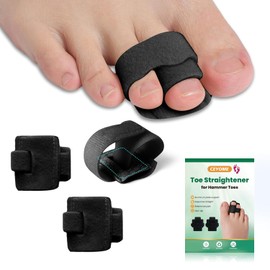 Hammer Toe Straightener for Women & Men - 2 Pack Toe Alignment Splint for Crooked, Overlapping Toes, Toe Separator for Toe Straightening & Relaxation (Black)