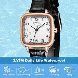 CIVO Women's Watch Small Waterproof Analogue Quartz Wrist Watch Women's Leather Strap Minimalist Creative Watch for Women, E-1 Black, Strap.