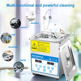 YOTOPWIN Jewelry Cleaner Ultrasonic Machine Professional Lab Ultrasonic Cleaner With Digital Timer & Heater 40KHZ For Retainers Carburetors Dentures Mouth Guard Automotive Parts Cleaning Equipment (0.53Gal,2L)