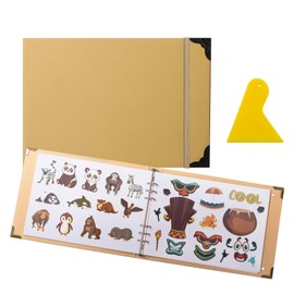 Retro Style Reusable Sticker Storage Book Sticker Collection Book Collecting Album Sticker Book for Adults 40 Sheets (A4, Horizontal)