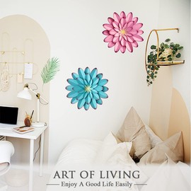 AHYS - Arte de pared de metal para decoración de pared de metal para interiores y exteriores, decoración de pared de metal para sala de estar, recámara, baño, jardín, 12 pulgadas, color rosa