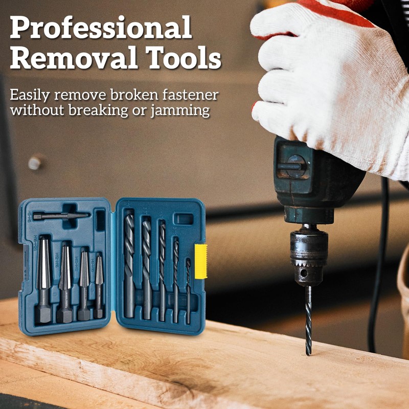 Thinkpro Bolt Extractor Kit,10PC Screw Extractor and Left Hand Drill