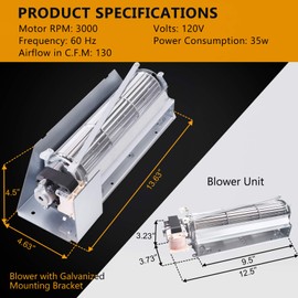 FBK-200 Fireplace Blower Kit for Superior SLDVT-35NM, SLDVT-40NM, DR-600CMN, DR-500CMN, BC-36, Lennox LMDV3530CNM, MPD3530CNM, Astria Fireplaces, FBK200 FBK-200 80L85 Fireplace Blower Fan Kit.