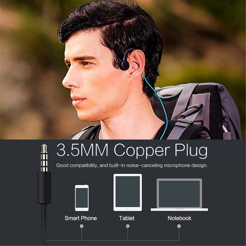 GZCRDZ Auriculares de conducción ósea con micrófono estéreo de oreja