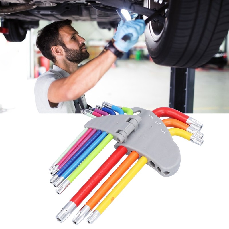 9Pcs Hex Wrench Star Colourful Long Arm Metal Key Tool