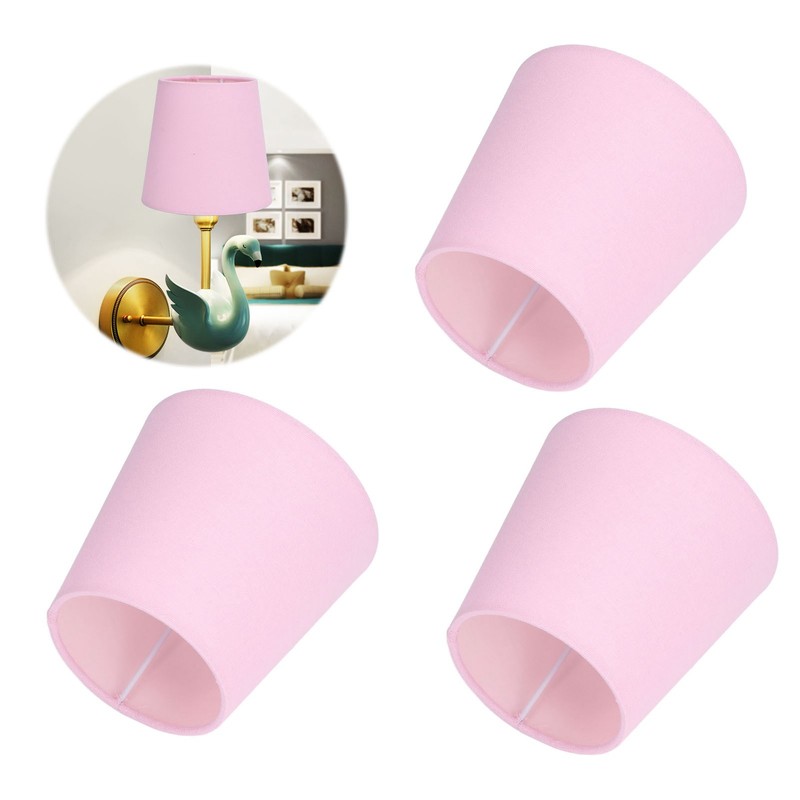 3PCS E14 Lampshade Fabric Ceiling Lamp Shade Exquisite Pink Wall