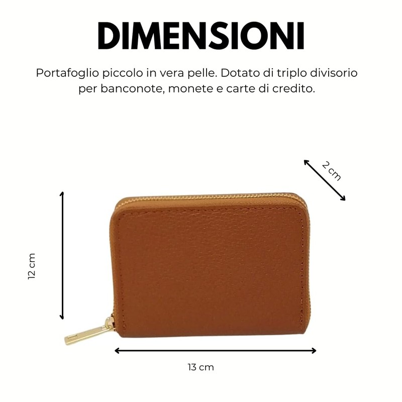 Mauro Pelletteria Genuine Leather Wallet for Women, Minimalist, 100% Made
