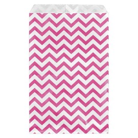 200 pcs Pink Chevron Paper Gift Bags Shopping Sales Tote Bags 6 x 9 Zig Zag Design-Caddy Bay Collection