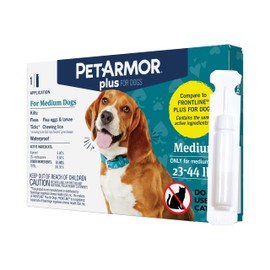 PetArmor Plus for Medium Dogs 23-44 lbs, Flea and Tick Protection for Dogs, Long-Lasting and Fast-Acting Topical Dog Flea Treatment, 1-Month Supply