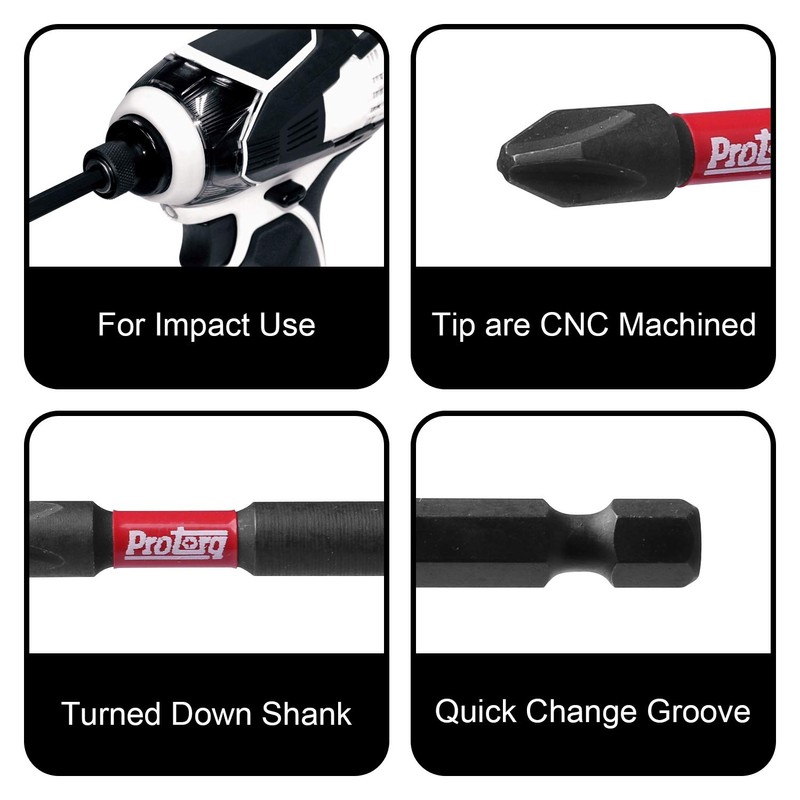 Protorq Long Impact Bit Set, TORX, 6-Inch Length, 6-Piece with