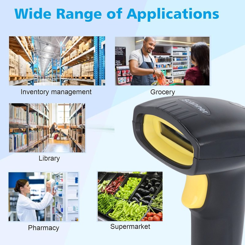 Wireless Barcode Scanner 2.4G USB 1D 2D Handheld Drive Free