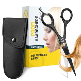 SCHMIEDWERK Hair Scissors, Hairdressing Scissors, Sharp & Precise Cut, Perfect Haircut for Men and Women, Professional Hair Cutting Scissors with Case (Hair Scissors, Black)
