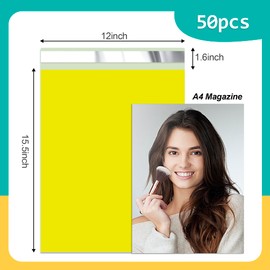 Vapulcio 12x15.5 Inch Poly Mailers 50 Pcs - Yellow Shipping Bags for Clothing, Tear Resistant and Waterproof Mailing Envelopes, Self-Sealing and Privacy Protected Packaging Bags for Small Business