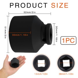 1-1/2" Socket, Water Heater Element Socket Wrench with 1/2" Drive 38MM, 6-Point Design Ideal for Removing & Replacing All Residential Screw-in Water Heater Elements, Compatible with Camco GE and More