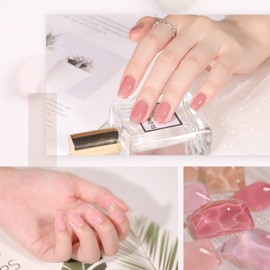GAOY Jelly Nude Pink Gel Nail Polish Set and Builder Top Coat Gel