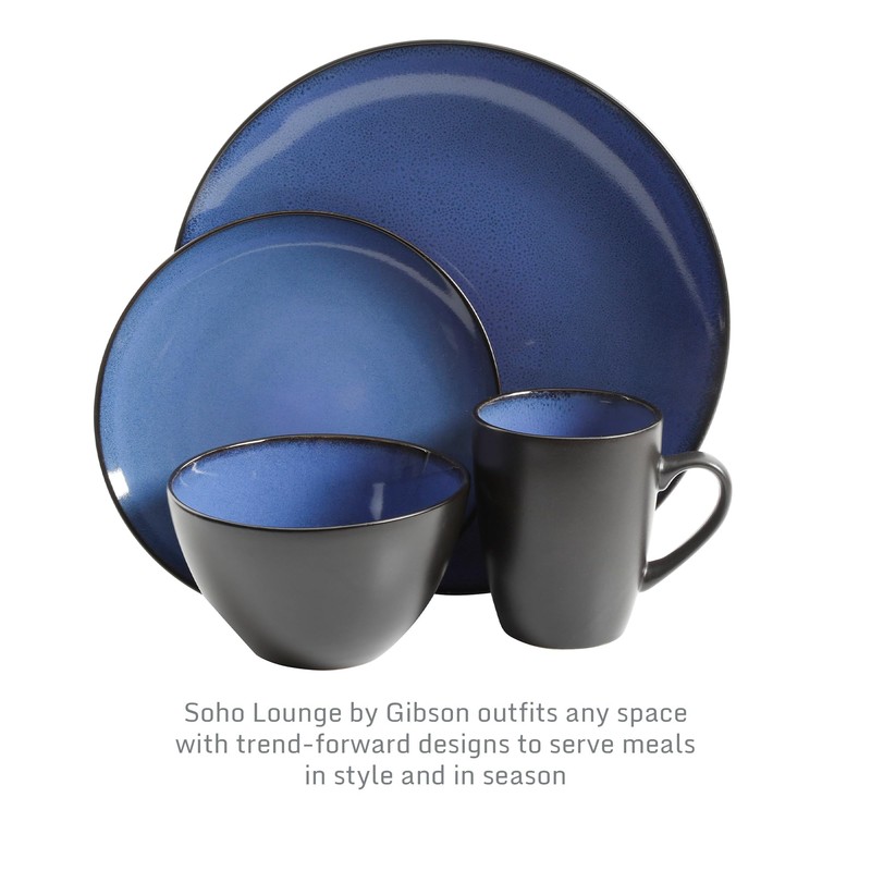 Gibson Elite Soho Lounge Round Reactive Glaze Stoneware Dinnerware Set,