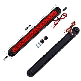 X-STYLE High Mount Stop Lamp, 12 V, 24 V, Red, High Brightness, 15 Rows for Cars, LED Stop Lamp, Brake Lamp, Tail Light, Auxiliary Brake, Decorative, Truck, Bus, Trailer, Lorry, General Purpose, Set