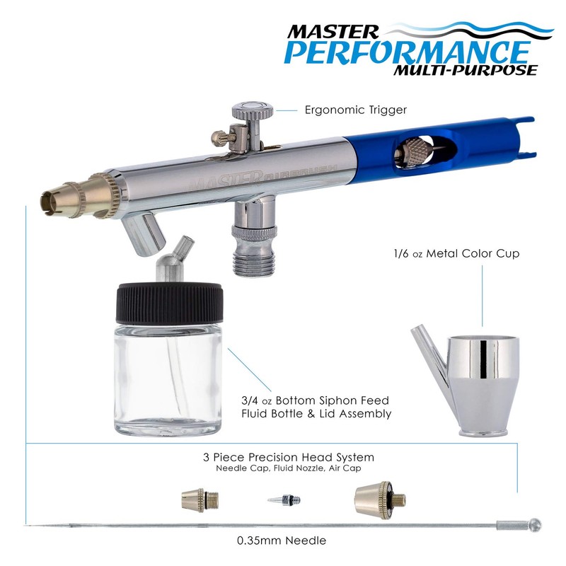 Master Airbrush Multi-Purpose Precision Dual-Action Siphon Feed Airbrush Gun with