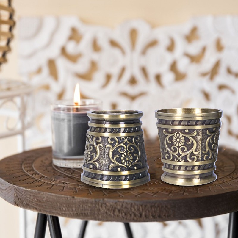 2pcs Embossed Pattern Retro Wine Cup Household Drinking Wine Glass