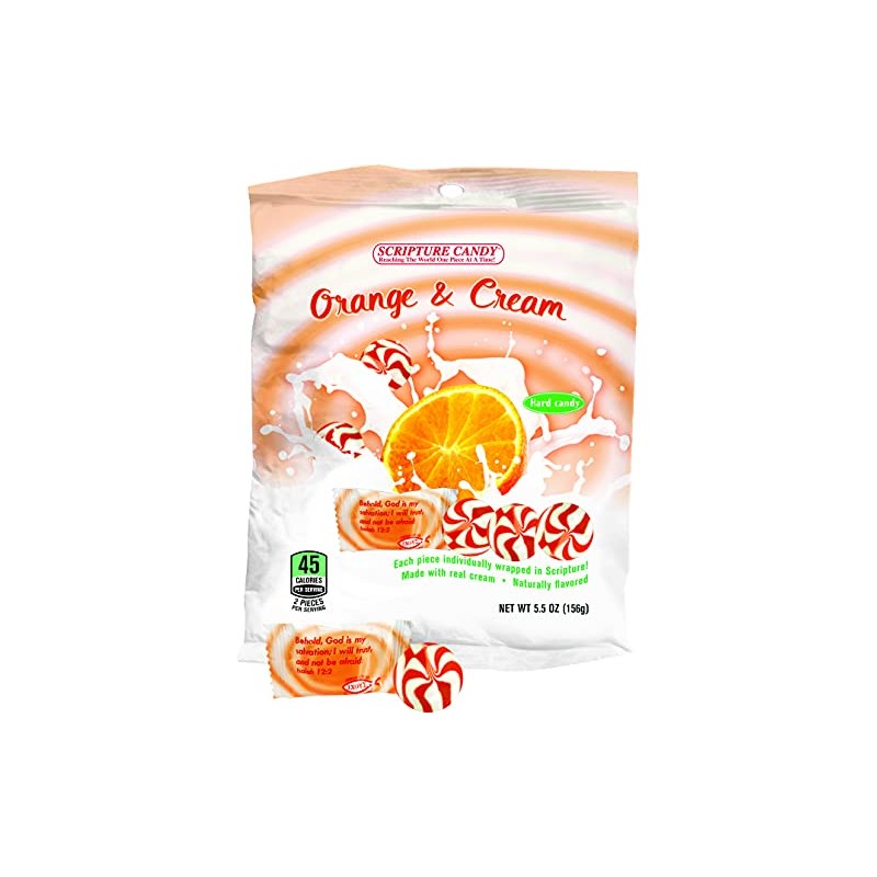 Scripture Candy, Orange and Cream Hard Candy 5.5 Ounce Bag,