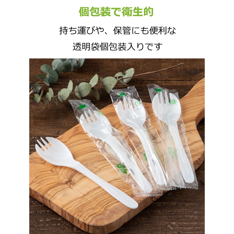 Strix Design SD-175 Disposable Cutlery, Biomass Spreading, White, 6.3 inches