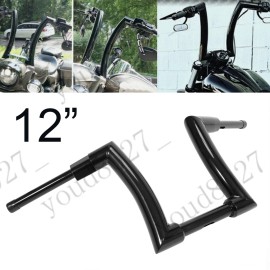 Cequent Unbranded 12'' Rise Ape Hanger 2" Handlebars Black For Harley Sportster XL Dyna Softail