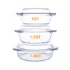 Set of 6 Pieces Round Tempered Glass Casserole Dish with