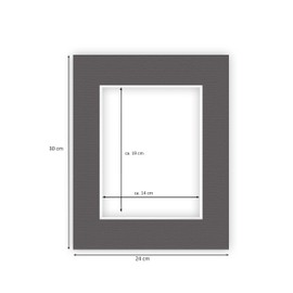 nielsen Conservation Passepartout Cardboard 2.2 mm | External Format 24 x 30 cm for Picture Format 15 x 20 cm | Graphite Grey (Dark Grey) | Textured Surface