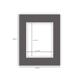 nielsen Conservation Passepartout Cardboard 2.2 mm | External Format 24 x 30 cm for Picture Format 15 x 20 cm | Graphite Grey (Dark Grey) | Textured Surface