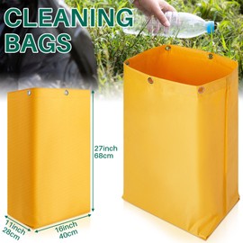 Bolsa de Repuesto para Carrito de Limpieza Comercial Bolsa de Carrito de Limpieza de Alta Capacidad Bolsas de Limpieza Impermeables, 16 x 11 x 27 Pulgadas, Amarillo (1 Pieza)