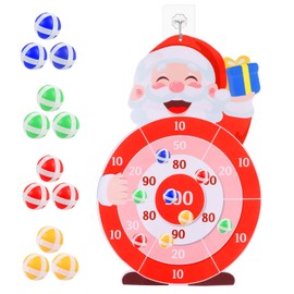 LOMIMOS Christmas Dart Board Set, 76x50 CM Santa Claus Felt Dartboard Game Set for Kids with 12 Sticky Balls Indoor & Outdoor Game Party Favors Fun Activity Supplies