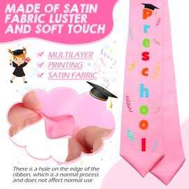 Tigeen 2 Pieces Preschool Kindergarten Graduation Stole Pink Kids Graduation Sash for Graduation Favors, Pink(Preschool)