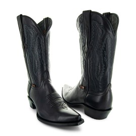 Soto Boots Mens Burnished Snip Toe Cowboy Boots H50030 (10.5) Black
