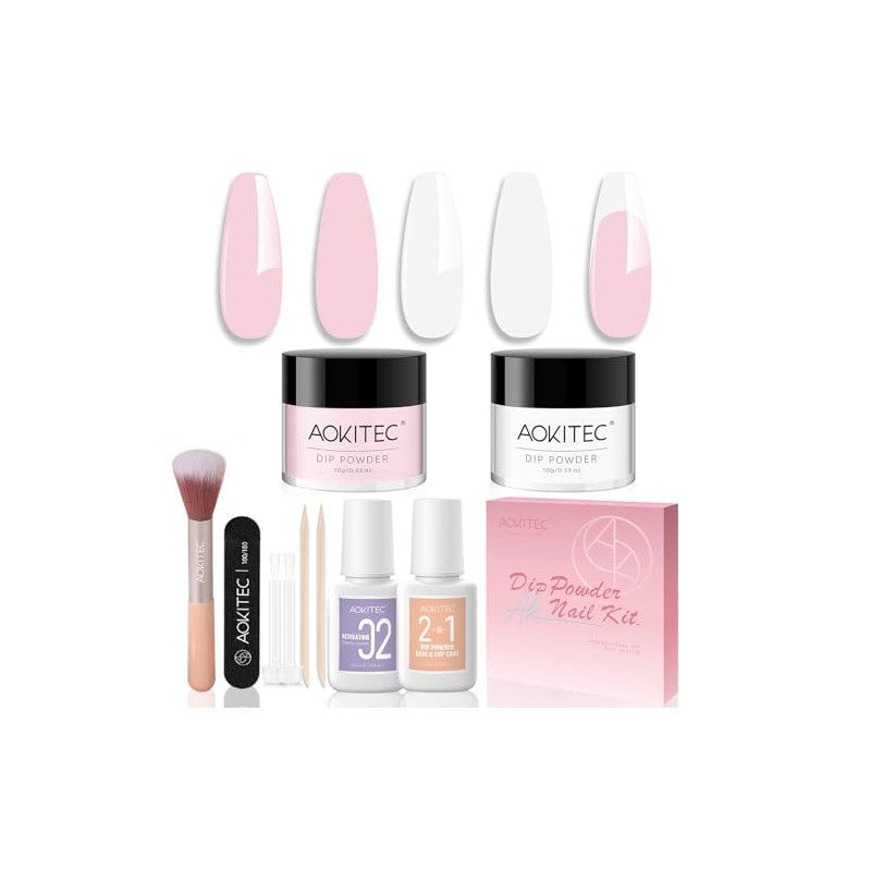 Aokitec 3 Colours Purple Nude Pink Dip Powder Nail Set