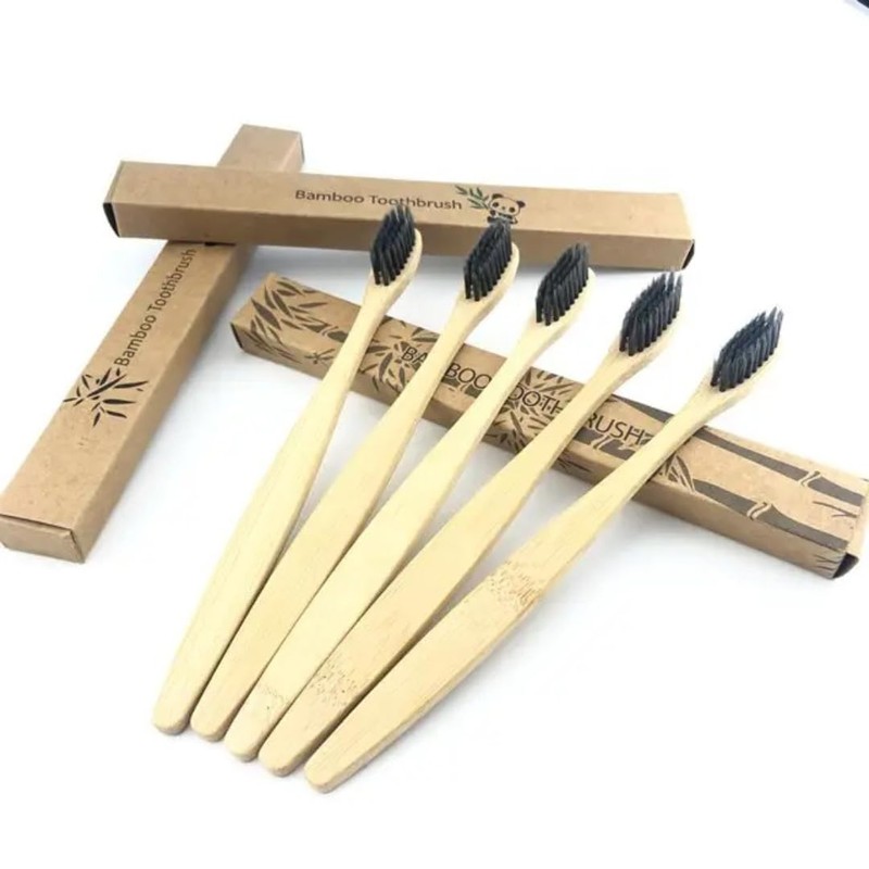 NOVOTEND - 5 Pack Cepillo de dientes de bambu cerdas