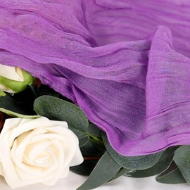 Cheesecloth Table Runner Light Purple Gauze Table Runner 36x120 Inch Wedding Runner for Reception Lilac Gauze Cheesecloth for Party Decorations Vintage Sheer Crinkle Table Overlay for Bridal Shower