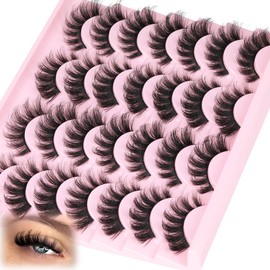 Strip Lashes Natural Look False Eyelashes D Curly Wispy Eyelashes Long Volume Faux Mink Lashes 14 Pairs Russian Fake Eyelashes