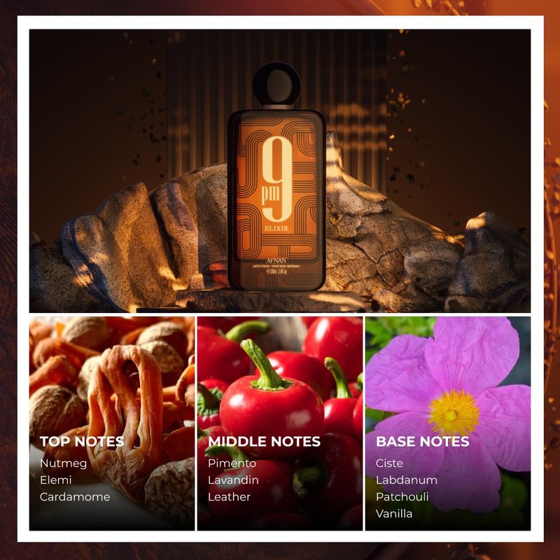 Afnan 9 PM Elixir Unisex Extrait de Parfum, 3.4 Fl.