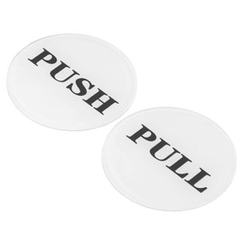 PATIKIL Push Pull Door Sign, 4 Pack Self-Adhesive Round Acrylic Gate Sticker Wall Marker for Office Store Shop, White